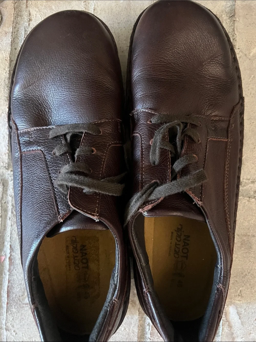 Naot Men's Dark Brown Leather Lace-Up Derby Shoes sz Euro 46